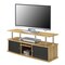 50-inch TV Stand Light Oak Black Wood Finish with 3 Cabinets and Doors